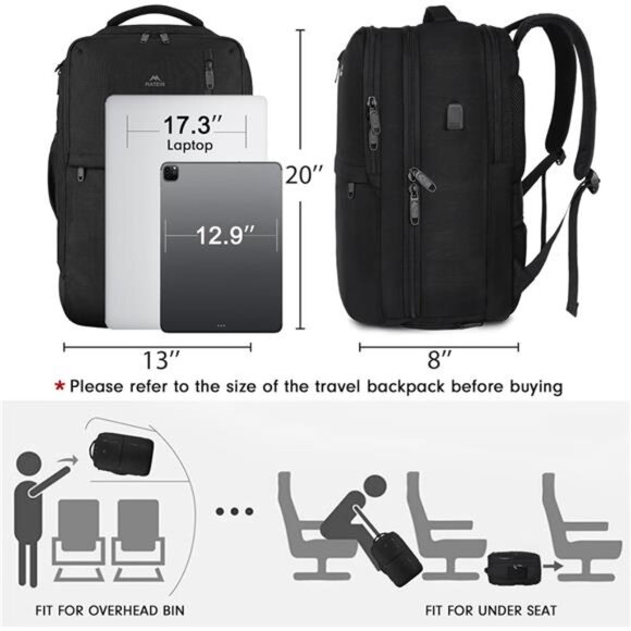 Carry on Backpack, Extra Large 40L Flight Approved Travel Laptop Backpack - Picture 6 of 7